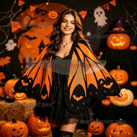 NEW Bat Black and White Knitted Shawl Cape Cardigan Women's Asymmetric Halloween Shawl Ghost Knitwear Coat Shawl