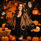 NEW Bat Black and White Knitted Shawl Cape Cardigan Women's Asymmetric Halloween Shawl Ghost Knitwear Coat Shawl
